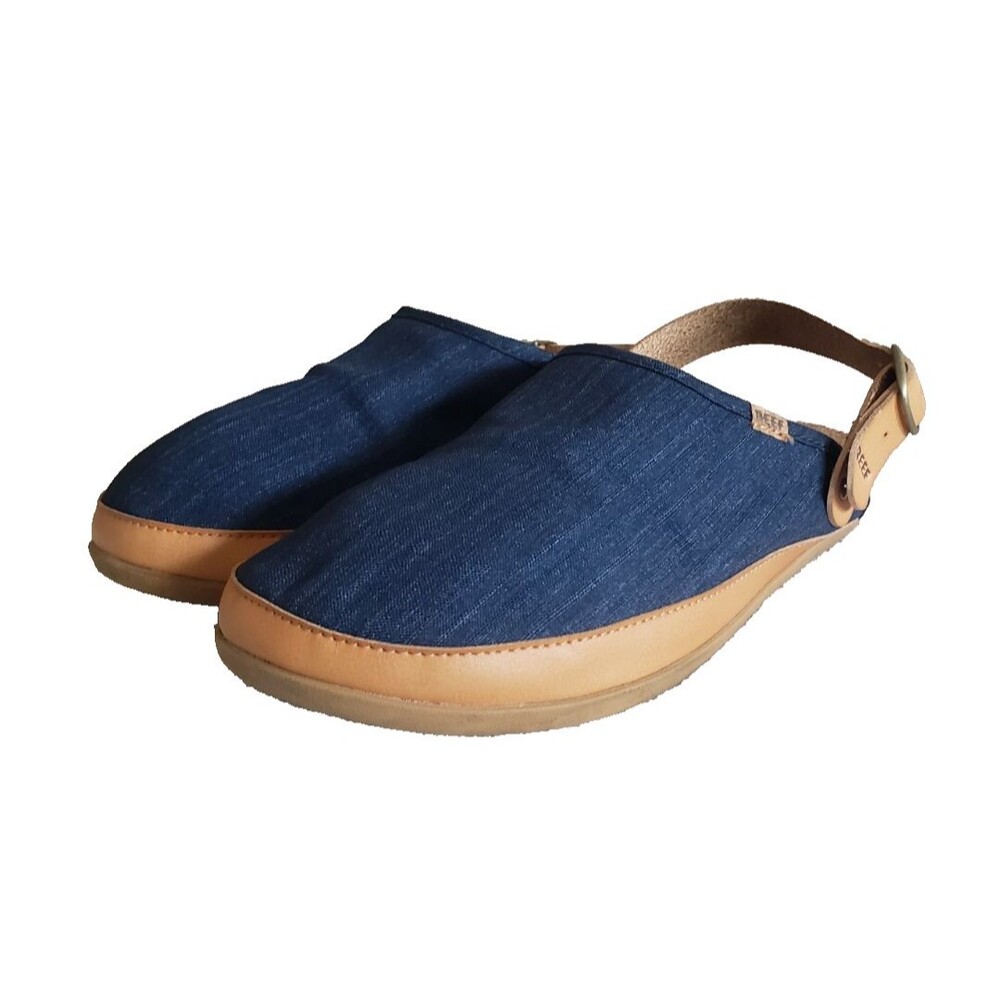 Reef CUSHION Women's Size 8 Blue Denim Sandals Slides Mules Clogs Shoes